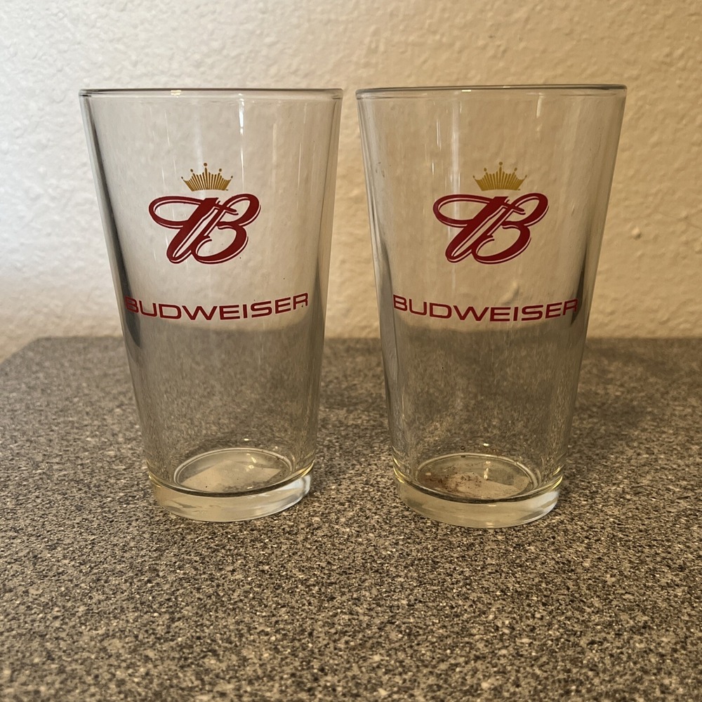 Set of 2 Budweiser Pint Glasses New Logo King Of Beers